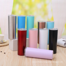 20oz Multicolor thin wall stainless steel tumbler straight double wall insulation vacuum coffee mugs with straw